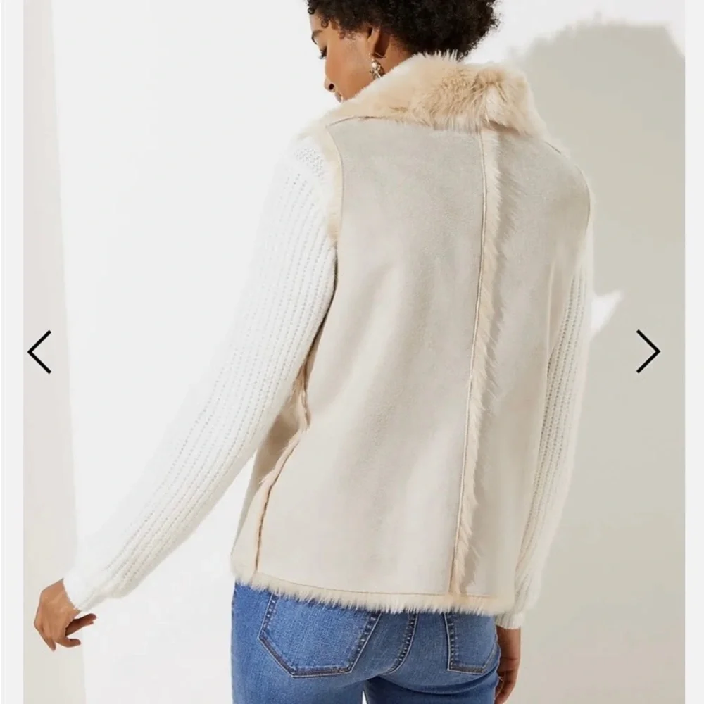 Ann Taylor Reversible Shearling Fur Vest - Picture 2 of 5